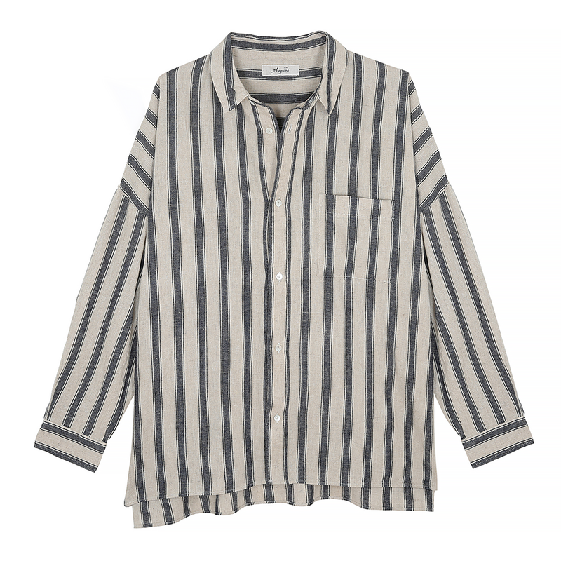 Ichi - Blouse L/C Stripe - Naturel & Indigo