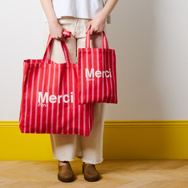 Merci - Tote Bag en coton - Rouge & Rose