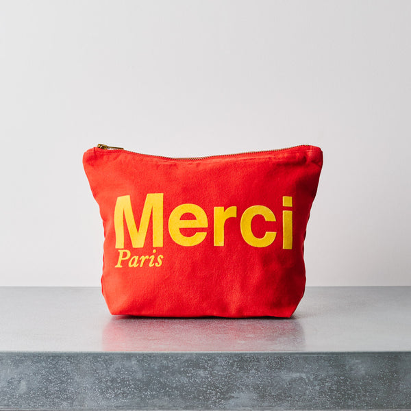 Merci - Pochette en coton - Rouge & Ochre