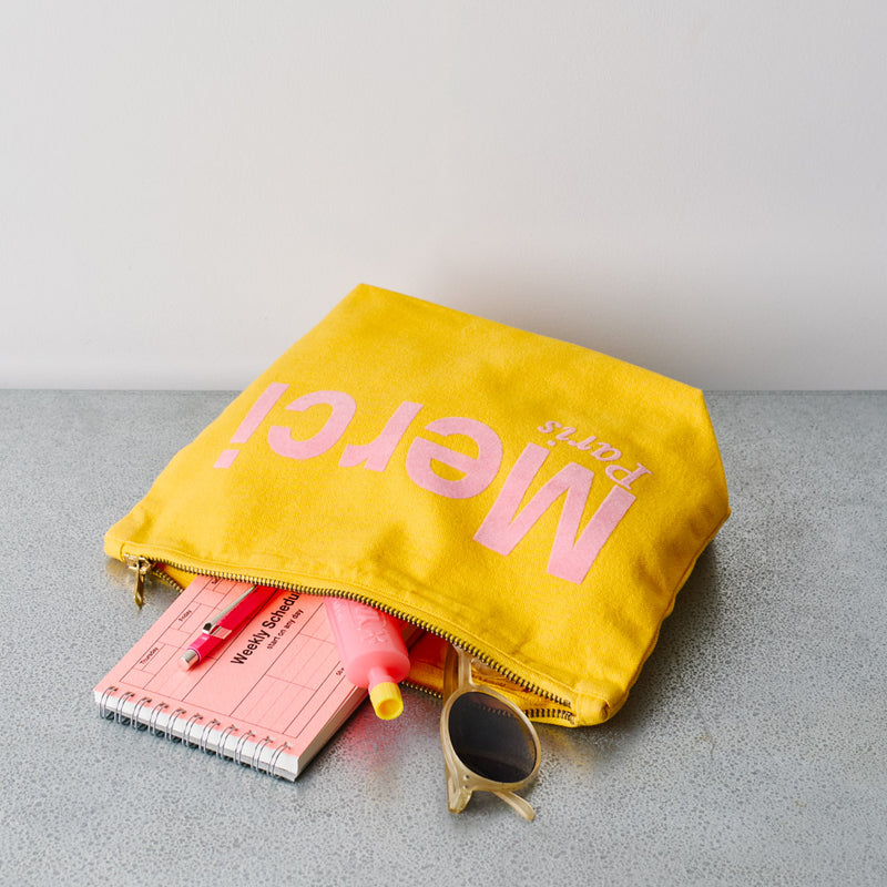 Merci - Pochette en coton - Ochre & Rose