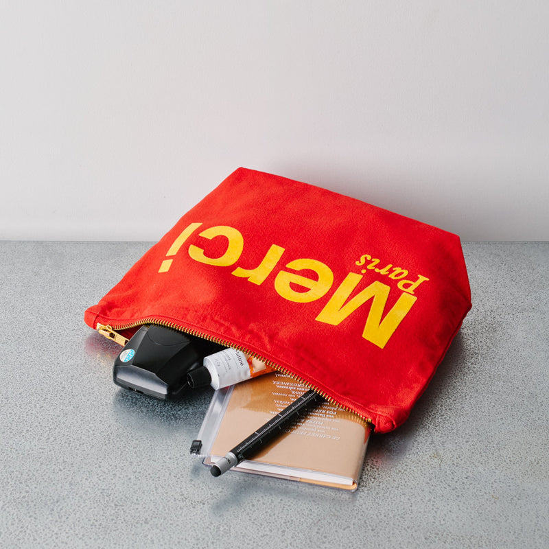 Merci - Pochette en coton - Rouge & Ochre