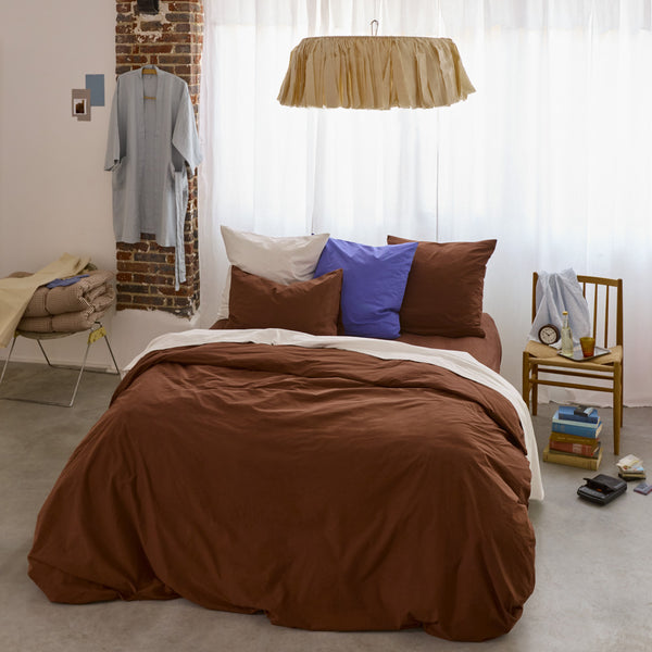 Housse de couette en percale de coton - Marron Cargo