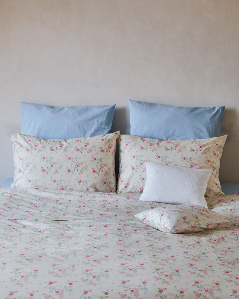 Merci - Parure en percale de coton - Jardin — détail et mise en scène