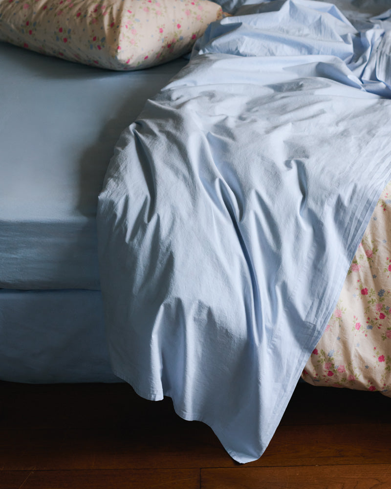 Merci - Cotton percale flat sheet - Cornflower