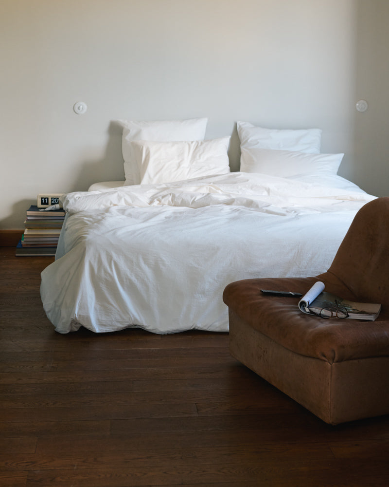 Merci - Housse De Couette En Percale De Coton - Blanc Craie