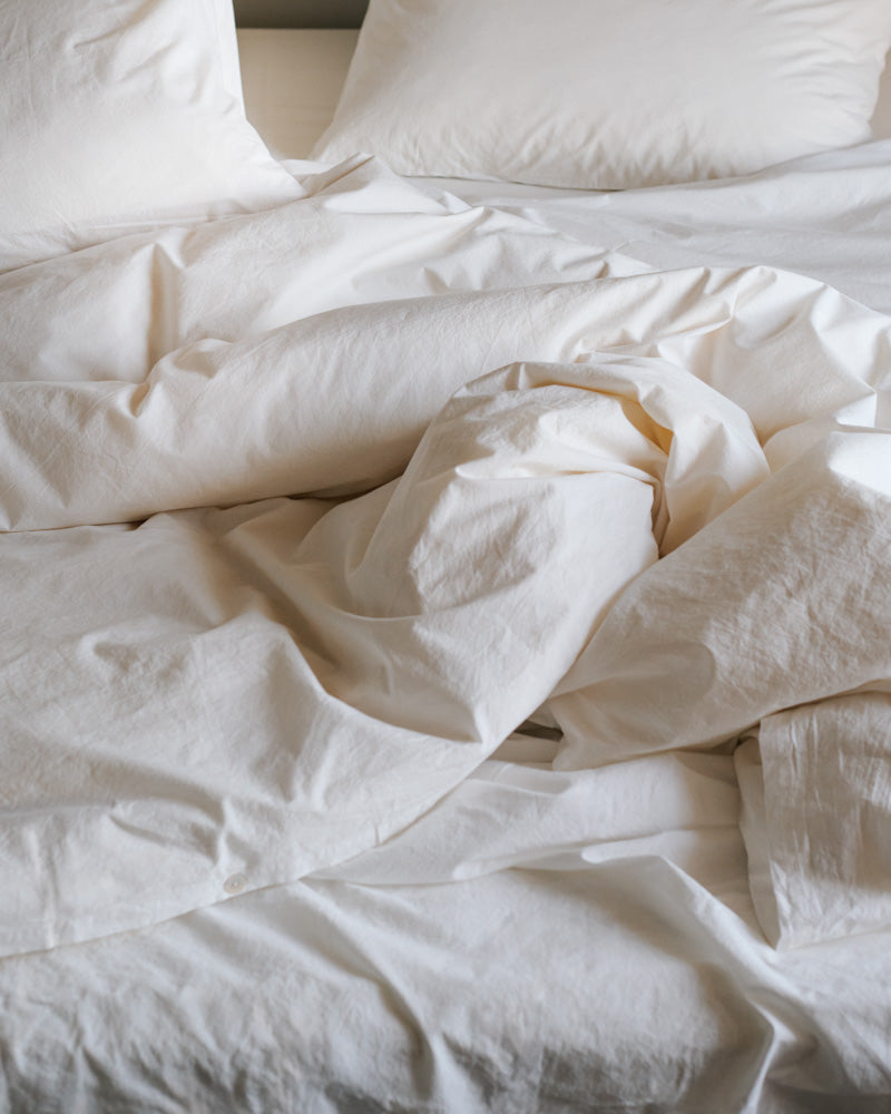 Merci - Housse De Couette En Percale De Coton - Blanc Craie