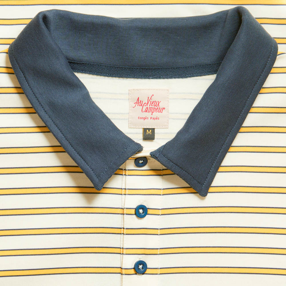 Au Vieux Campeur - Congés Payés - Polo Roger À Rayures - Bleu Jaune & Blanc