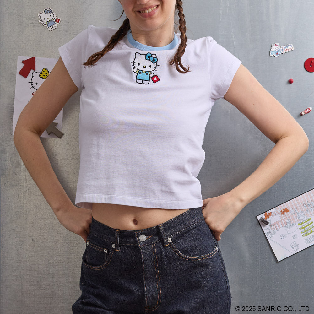 T-shirt Betty Jackson – Blanc Et Bleu, Taille 14 – Occasion Très Bon état – Manches Courtes