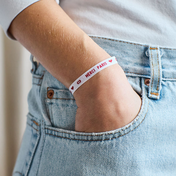 Bracelet Ruban Merci Paris - Blanc