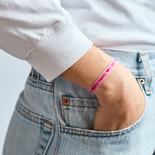 Bracelet Ruban Merci Paris - Rose