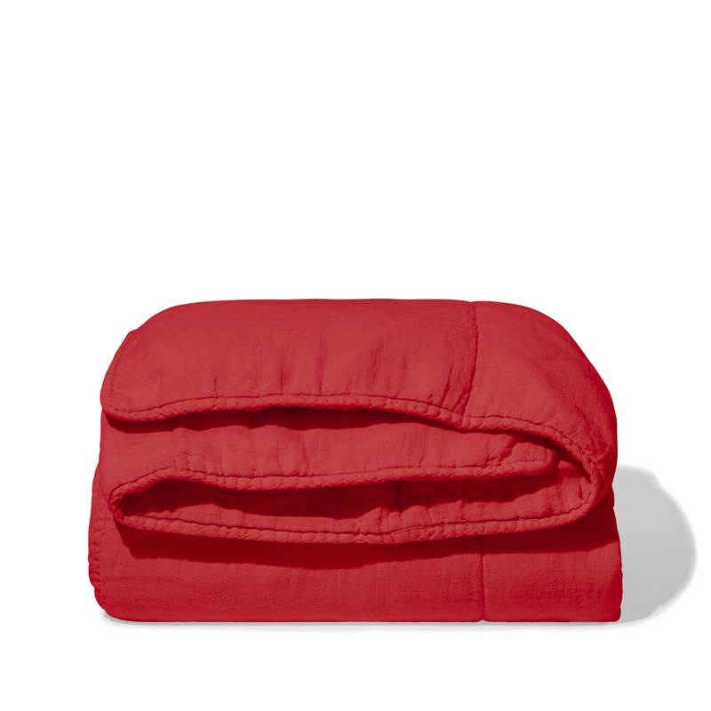 Édredon en 100% lin lavé - Rouge Vermillon
