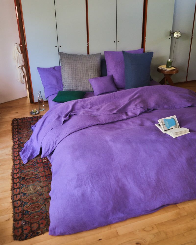 Merci - Washed linen duvet cover - Storm Violet