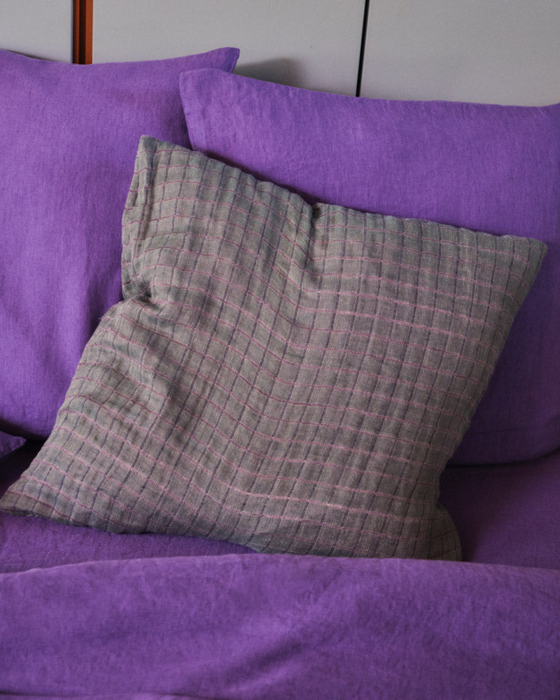 Merci - Washed linen pillowcase - Green Checks