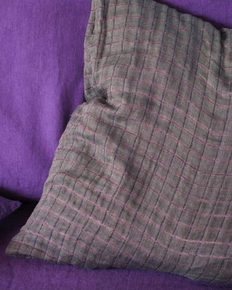 Merci - Washed linen pillowcase - Green Checks