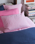 Merci - Washed linen pillowcase - Pink Weft Stripes