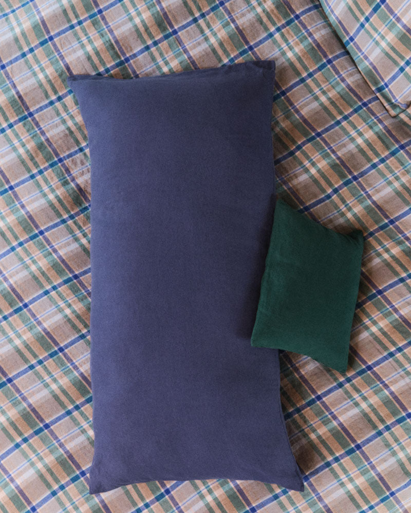 Merci - Rectangular cushion in washed linen - Blue Pacific