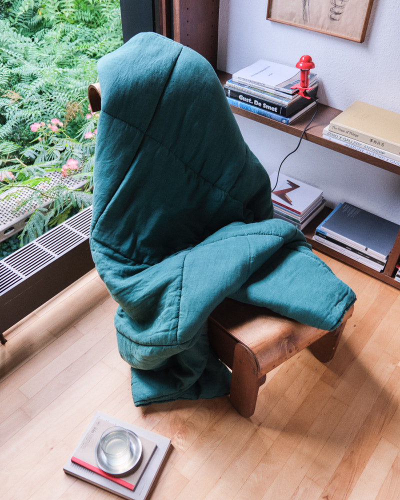 Merci - Pure washed linen quilt - Sequoia Green