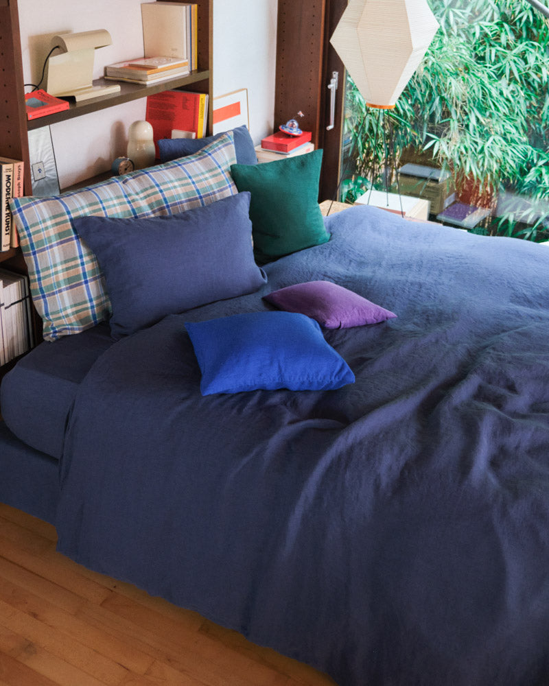 Merci - Washed linen duvet cover - Blue Pacific