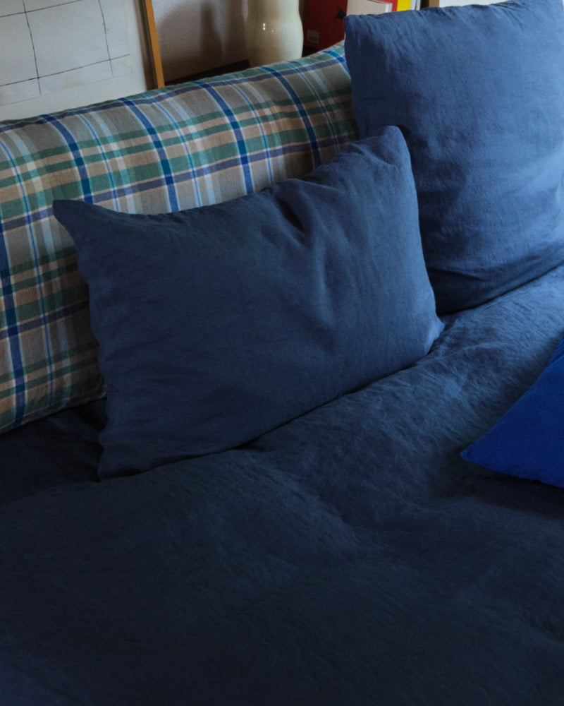 Merci - Washed linen pillowcase - Blue Pacific