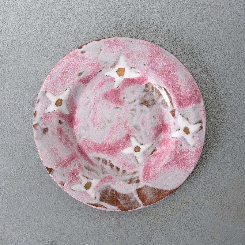 Assiette Fleurs - Rose & Blanc