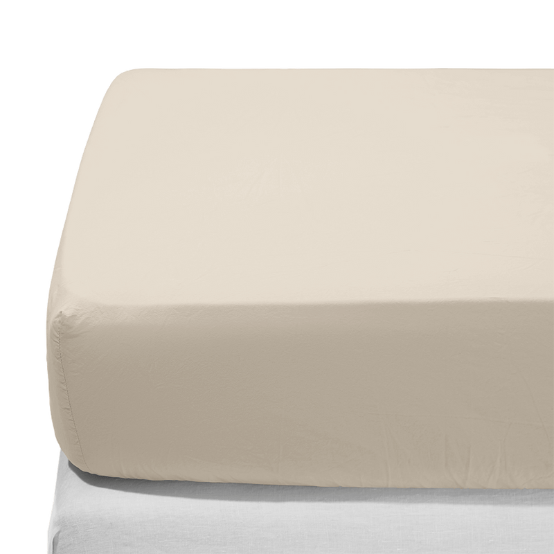 Drap-housse en percale de coton - Beige Dune