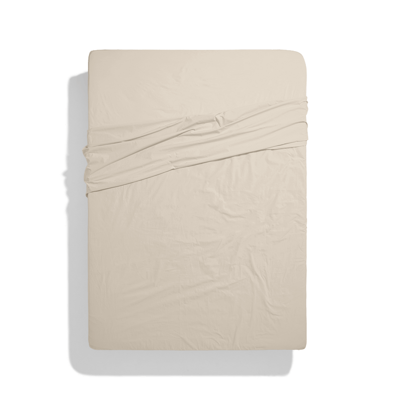 Drap plat en percale de coton - Beige Dune