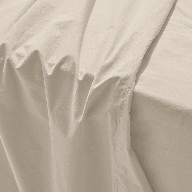 Drap plat en percale de coton - Beige Dune