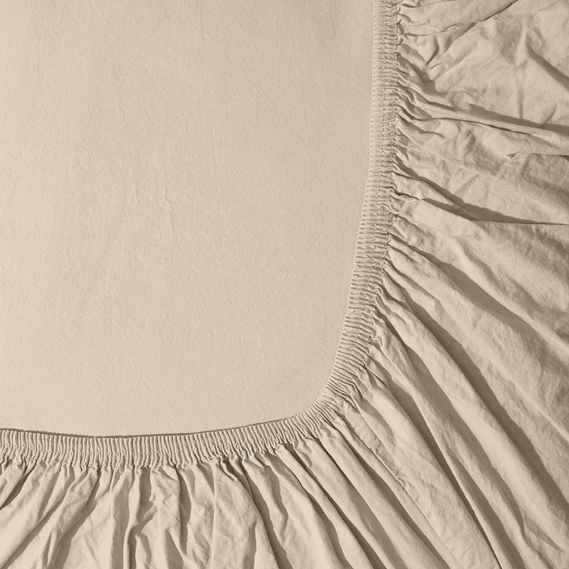 Drap-housse en percale de coton - Beige Dune