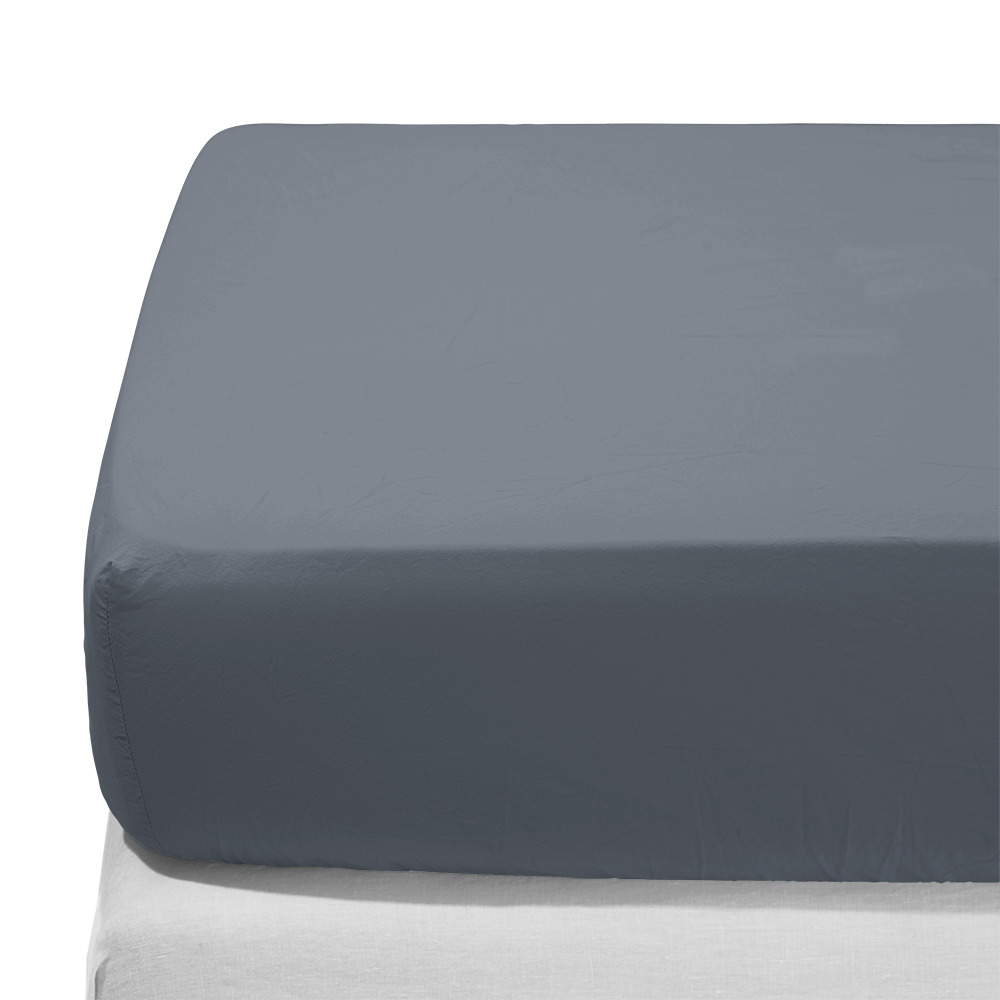 Drap-housse en percale de coton - Gris Ecume