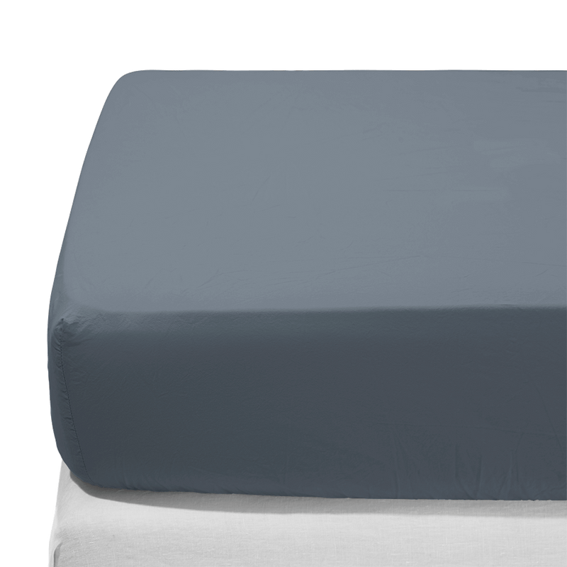 Drap-housse en percale de coton - Gris Ecume