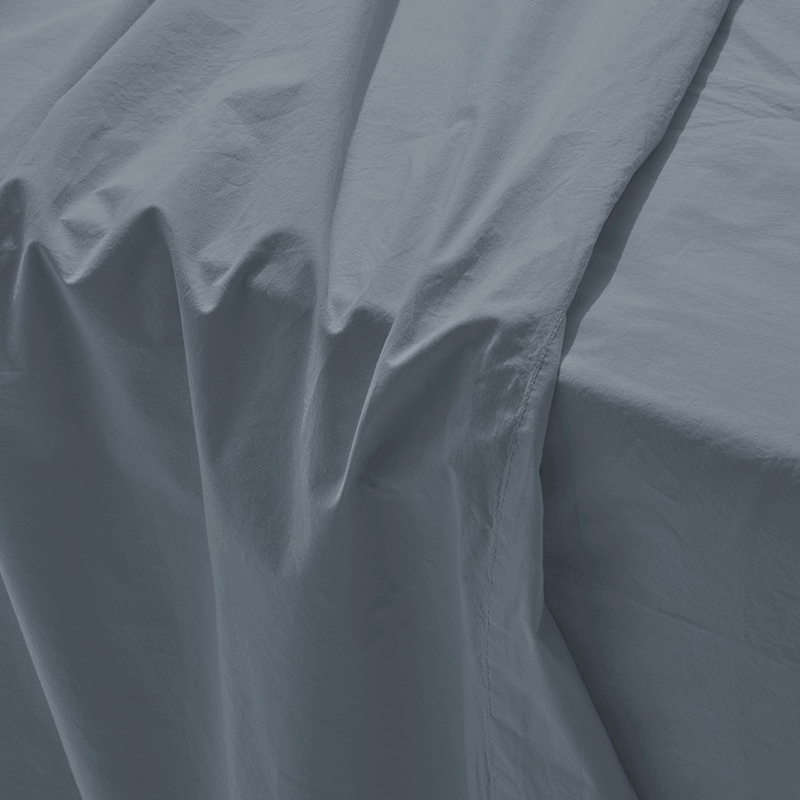 Drap plat en percale de coton - Gris Ecume