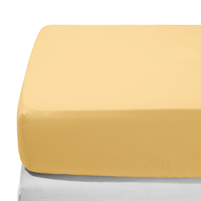 Drap-housse en percale de coton - Jaune Aurore