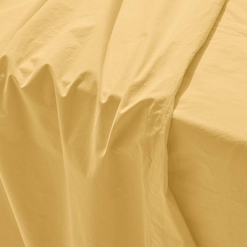 Drap plat en percale de coton - Jaune Aurore