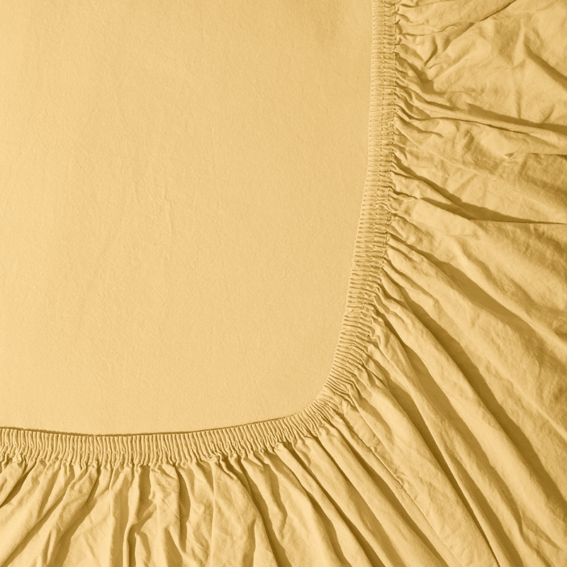 Drap-housse en percale de coton - Jaune Aurore