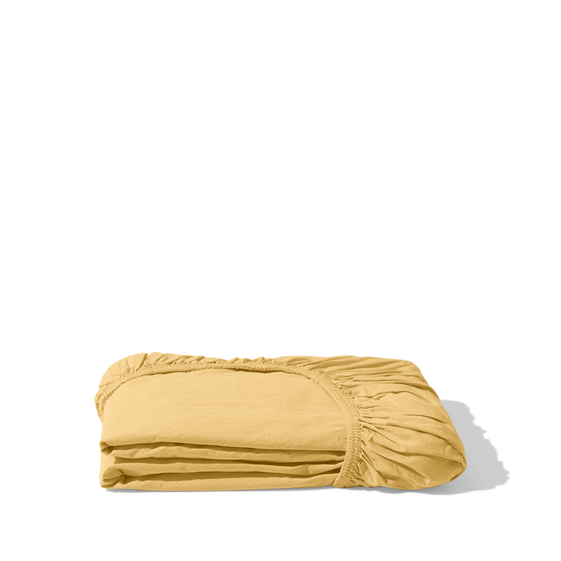 Drap-housse en percale de coton - Jaune Aurore