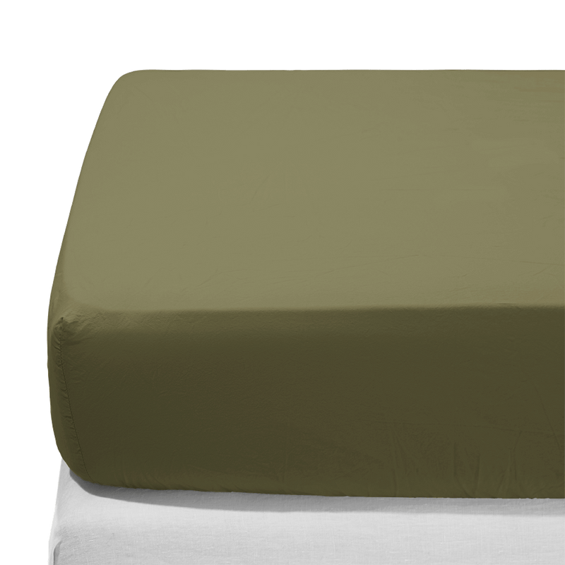 Drap-housse en percale de coton - Vert Camouflage