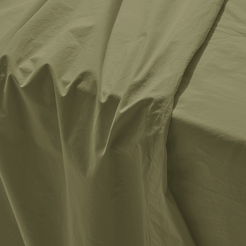 Drap plat en percale de coton - Vert Camouflage