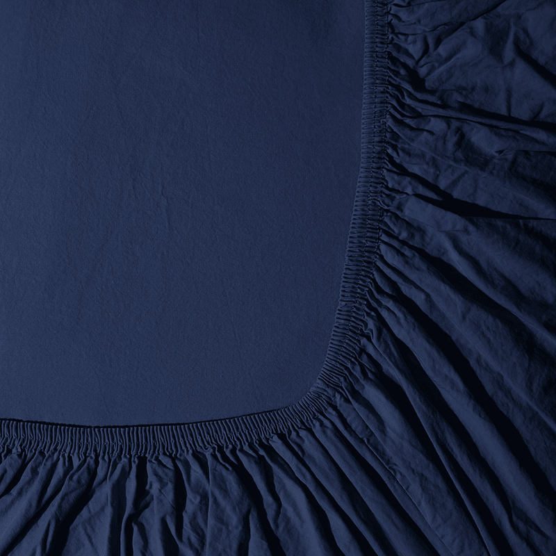 Drap-housse en percale de coton - Bleu Abysses