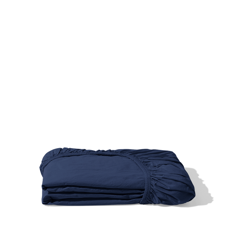 Drap-housse en percale de coton - Bleu Abysses