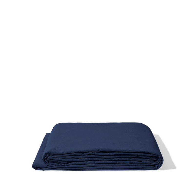 Drap plat en percale de coton - Bleu Abysses