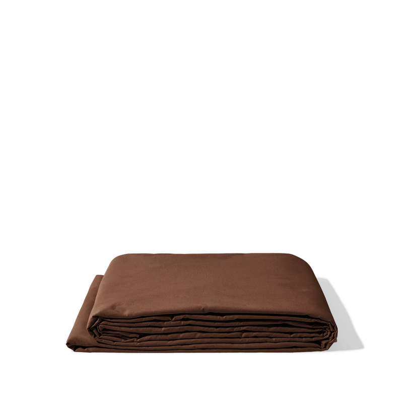 Drap plat en percale de coton - Marron Cargo