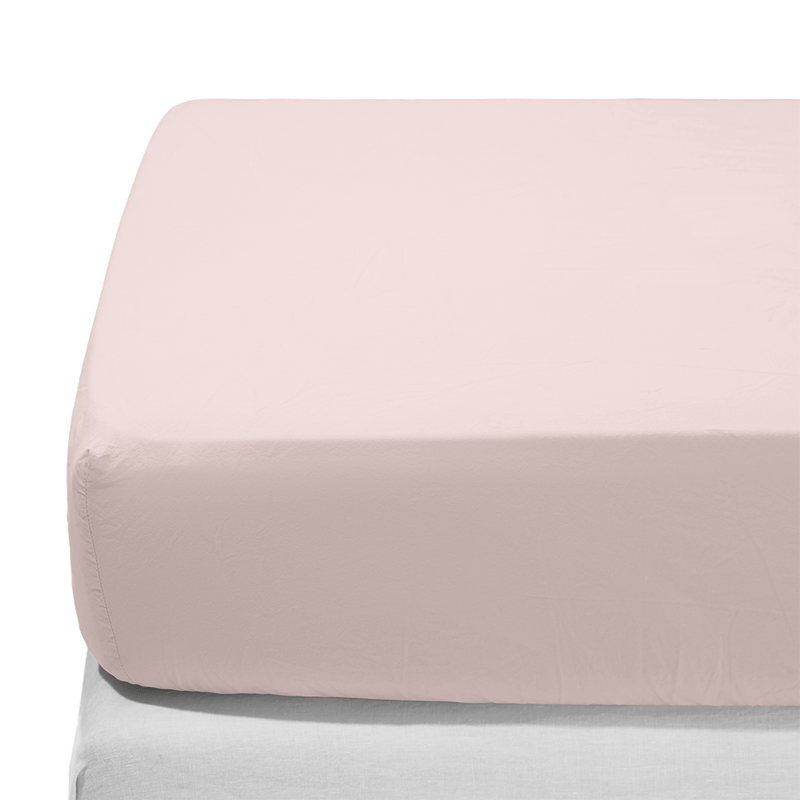 Cotton percale fitted sheet - Powdered Pink