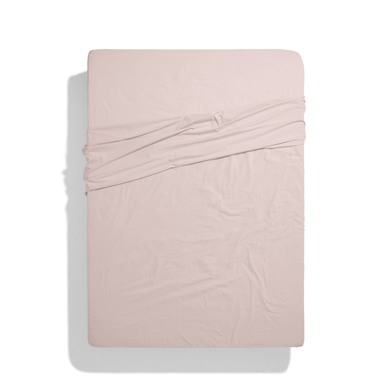 Drap plat en coton percale - Rosé Poudré