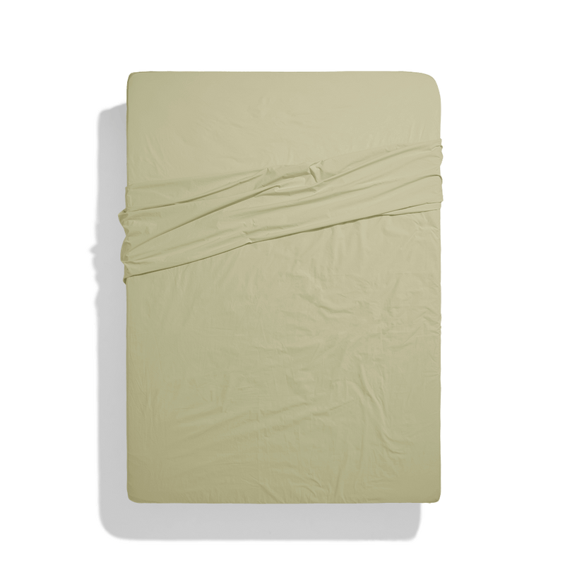 Drap plat en coton percale - Vert Sauge