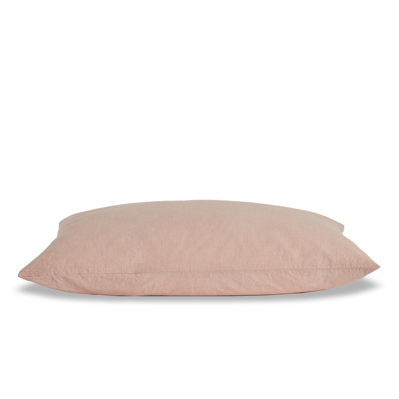 Taie d'oreiller en percale de coton - Rayures Rouge Ocre