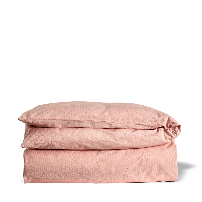 Housse de couette en percale de coton - Rayures Rouge Ocre