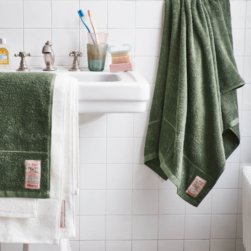 Serviette de bain en éponge - Vert d'Anduze