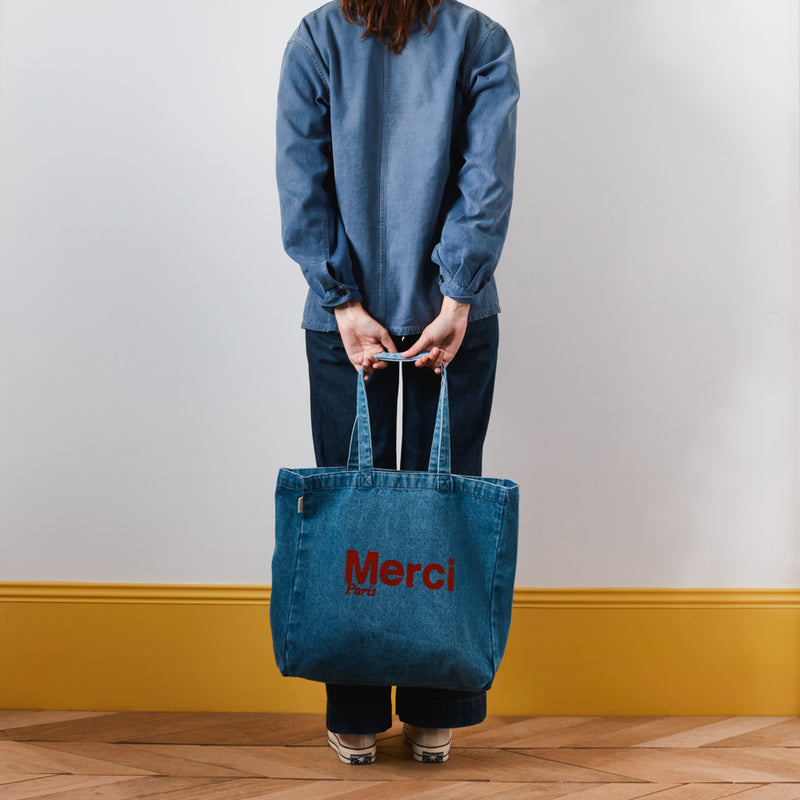 Merci - Tote Bag en coton - Denim