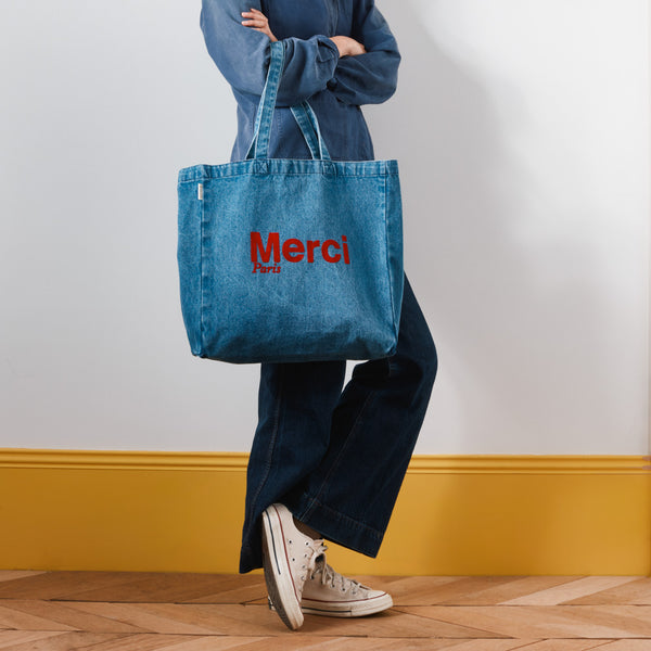 Merci - Tote Bag en coton - Denim