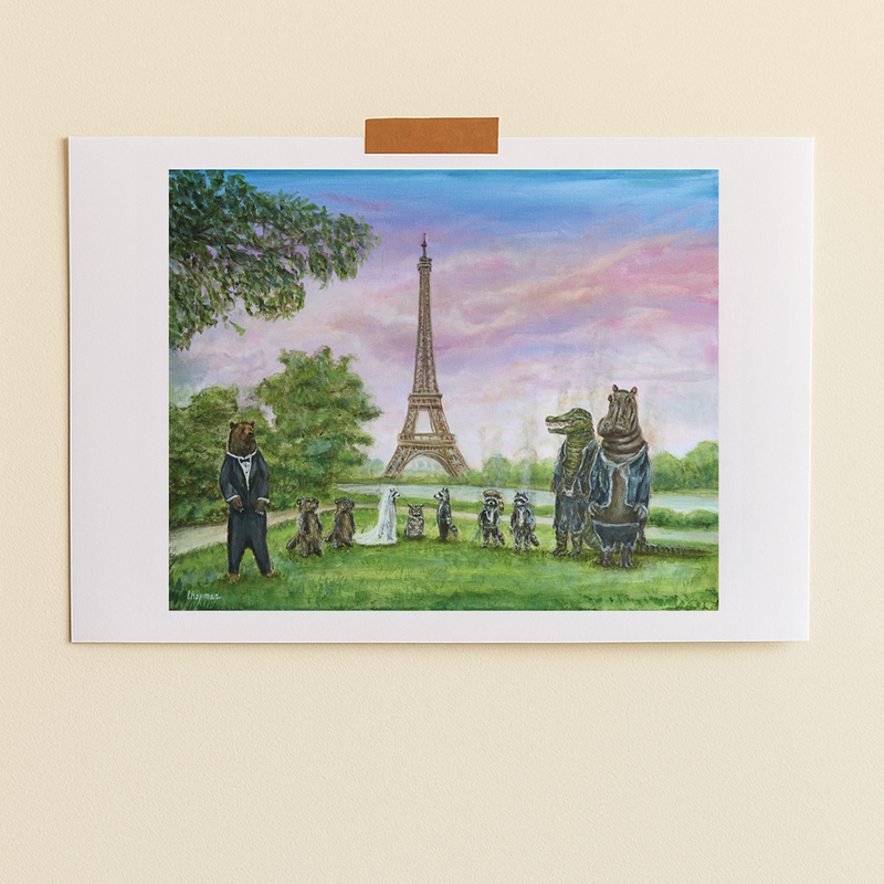Merci x Travis Chapman - Affiche Eiffel Tower Sunset Wedding